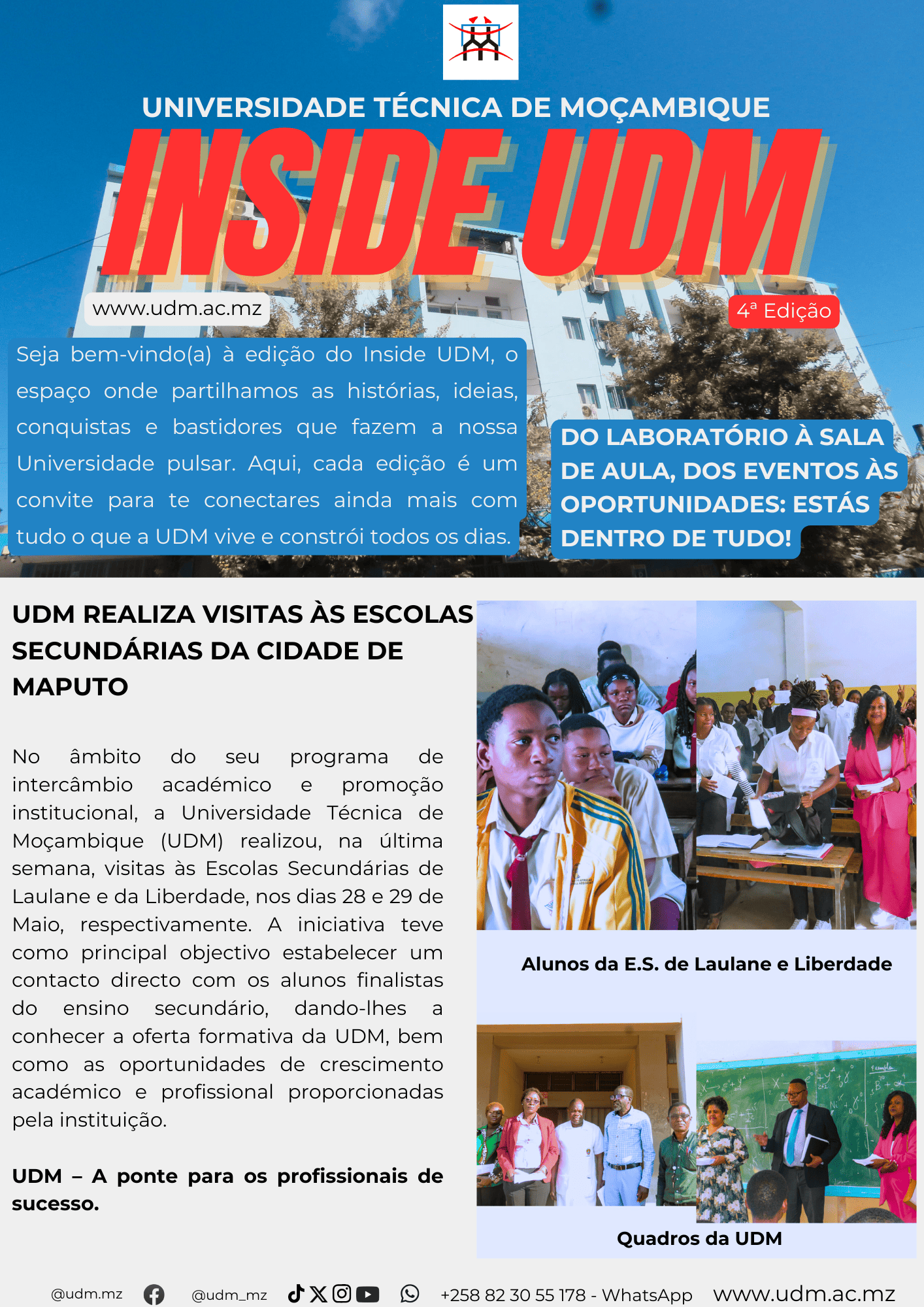 UDM Realiza Visitas às Escolas Secundárias da Cidade de Maputo