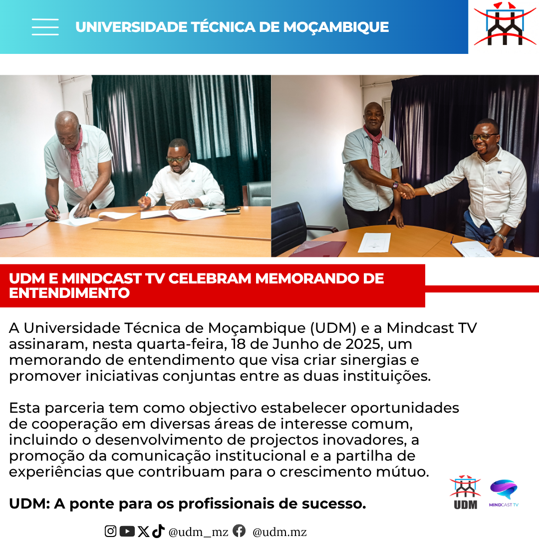 UDM E MINDCAST TV CELEBRAM MEMORANDO DE ENTENDIMENTO