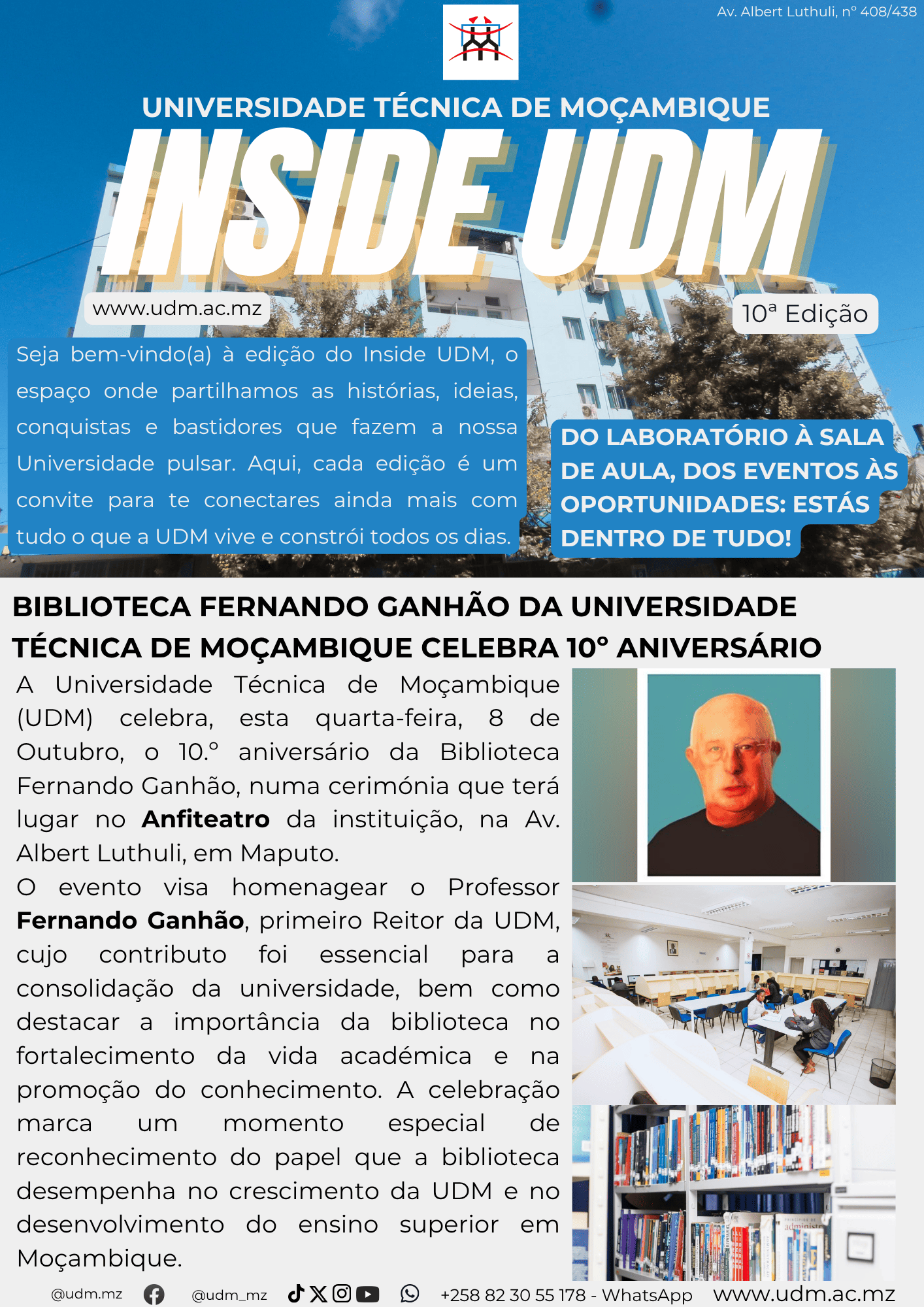 BIBLIOTECA FERNANDO GANHÃO DA UNIVERSIDADE TÉCNICA DE MOÇAMBIQUE CELEBRA 10º ANIVERSÁRIO