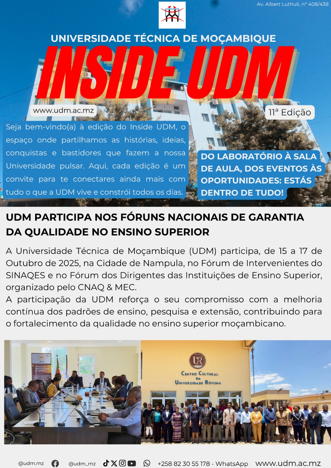 UDM participa nos Fóruns Nacionais de Garantia da Qualidade no Ensino Superior UDM participa nos Fóruns Nacionais de Garantia da Qualidade no Ensino Superior